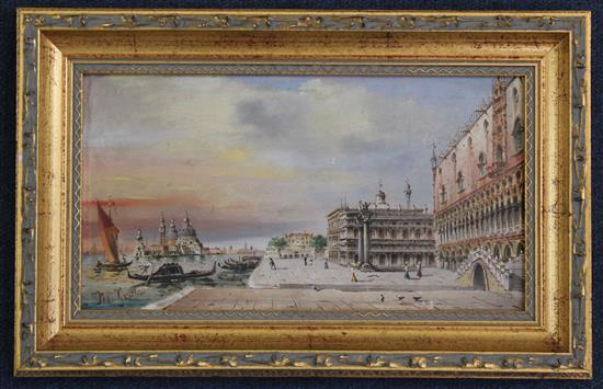 Marco Grubas (1839-1910) Tourists on the Riva degli Schiavoni, Venice, 5.5 x 10.5in.